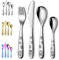 Evanda 4 Pieces Toddler Utensils, Stainless Steel Kids Utensils Forks and Spoons, Mirror Polished Smooth Round Tableware, Dishwasher Safe