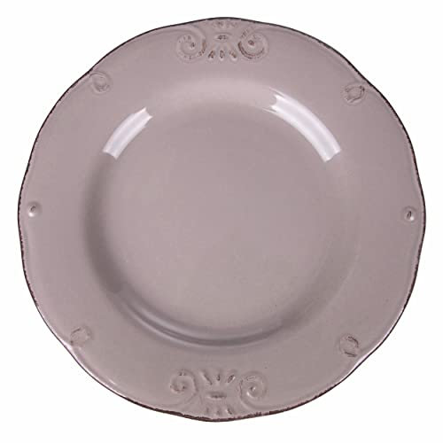 Villa d'Este Home Tivoli Set mit 6 flachen Tellern aus glasiertem Steinzeug, Ø 27 cm, Duchessa Vanilla