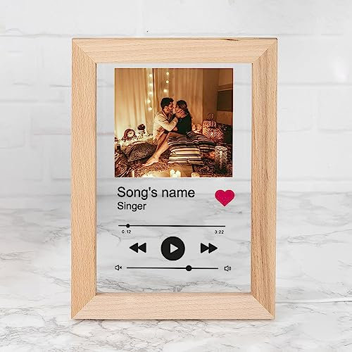 Wanapix | Marco de Fotos Personalizado con Canción | Placa Spotify de Metacrilato | Sin Pilas, Incluye cable USB | Luz LED Blanca | Regalo Original para Parejas |San Valentín
