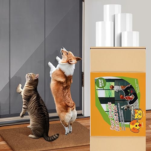 AnExer 4-Rollos Protector Anti-Arañazos de Puertas, 25x100cm Protector de Muebles Gatos,Protector Anti-Garras de Perros & Gatos, Disuasorio PVC Transparente Autoadhesivo Pegatina para Puerta/Pared