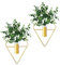 PEEOHMGZ 2 Pieces Diamond Shape Hanging Planters with Artificial Eucalyptus Plants Metal Vase Indoor Holder Modern Geometric Wall Decor for Home Living Room (Gold)