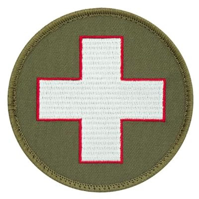 Café Viereck ® Bundeswehr Sanitäter Medic Kreuz Patch Gestickt mit Klett - (oliv/weiß 9 cm)