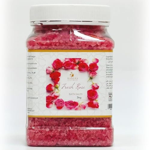 MedspaClinic Fresh Rose Bath Salt with Rose Petals for Body & Foot Spa, Calming, Relaxing, Aromatherapy, Pure and Natural Essential Oil Infused with Hibiscus Flower 3kg 105oz