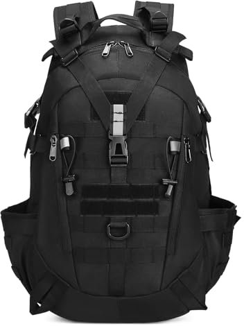 HUNTVP Militär Rucksack 30L Wanderrucksack Herren Bundeswehr Rucksack 30L Taktischer Rucksack Wasserdicht Molle Tagesrucksack Jagdrucksack für Reise Outdoor Camping Wandern, Typ-4 Schwarz