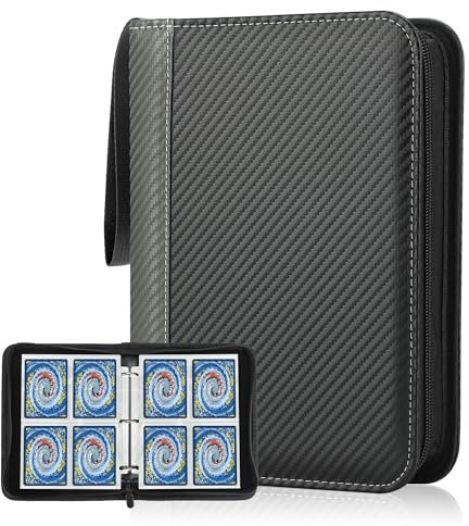 Deoyibu Sammelkarten Album für 440 Karten, Sammelalbum mit 4 Fächern 55 Seiten für Karten-Organizer, Karten Binder aus PU, für Sportkarten, MTG, TCG, Yugioh-Karten etc. Grau