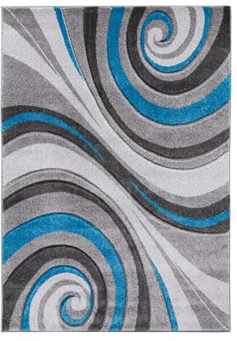 SrS Rugs® Impulse - Area Rug for Living Room, Bedroom, Hallway Runner Rug - Abstract Geometric Design - Provides Home with Comfort and Warmth (Spirals Teal, 160cm x 220cm)