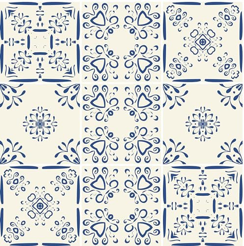HUBDECO - Fliesenaufkleber - Küche, Badezimmer Deko - Klebefliesen - Wand Deko - Klebefolie Küche - Küchenrückwand Deko - Selbstklebende Fliesen - 9 Stk. - Spanische Ornamente - 30x30cm