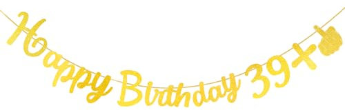 WenmthG Lustige 40. Geburtstag Deko Girlande - Girlande Deko 40. Geburtstag Frauen Männer - Glitzerbanner Happy Birthday 39+1 - Partyzubehör zum 40. Geburtstag