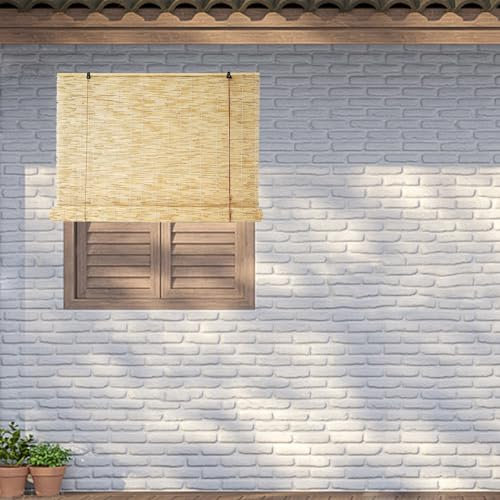 Bambusrollo Aussenbereich,Regenschutz Balkon,Vorhang Outdoor Wasserfest,Bambus Rollo Innen Fenster,Jalousie Außen,Aussenrollos Sonnenschutzrollos Atmungsaktiv Bambusvorhang Innen Jalousien(Color:Natur