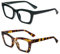 KoKoBin 2 Pack Lesebrille Damen Anti-Blaulicht Lesebrillen quadratische Mode Computer Brille (2 Pack, 3, Dioptrien)