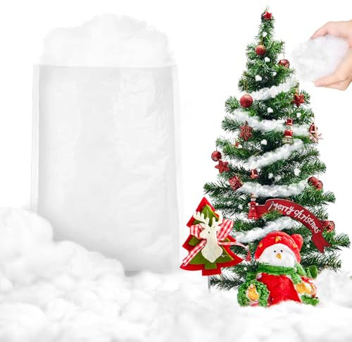 HZYIQ Neve Artificiale, Fibra di Cotone Soffice Neve Finta per Decorazioni per Albero di Natale, Villaggio Natalizio, Villaggio Mantello Inverno e Decorazioni Natalizie, Bianco (5,6 Once /160 g)