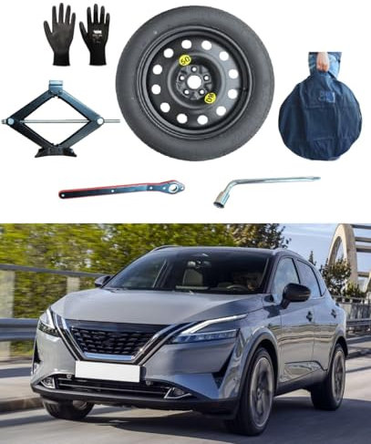 Notrad 18 kompatibel mit Nissan Qashqai E-Power mit Wagenheber, Schlüssel, Handschuhe und Tasche