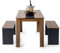 LafeuR Esstisch mit 2 Bänken 3-TLG Set 140x70x75cm Küche Stühle Tisch Möbel Essgruppe Praktisch Sitzgruppe Walnuss & Schwarz
