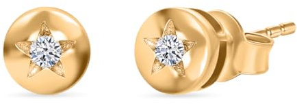 LUXURIANT Diamant Ohrringe – 0,15 ct SI-GH Labor Diamanten, 925 Silber mit Platin-Überzug – Funkelnde Stern Ohrstecker