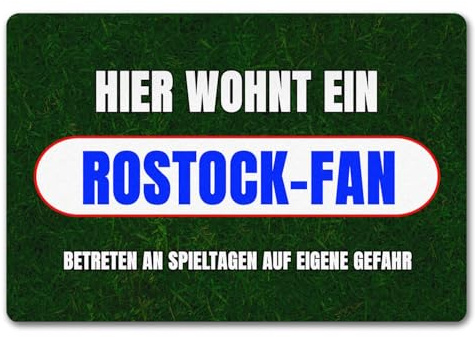 speecheese Hier wohnt EIN Rostock-Fan Fußmatte in 40x60 cm ohne Rand mit Rasenmotiv Sportfan Rostock Sport Deutschland Kult