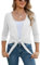 Famulily Ladies White Classy Summer Sheer Cardigans Womens Tie Front Comfy Shrugs and Boleros (XXL, White)