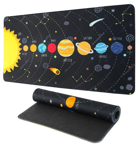 GmeDhc Schreibtischunterlage Kinder, Sonnensystem Universum Schreibunterlage Kinder Abwischbar, Schreibtischunterlage aus Gummi, 30 * 70cm für Junge Mädchen