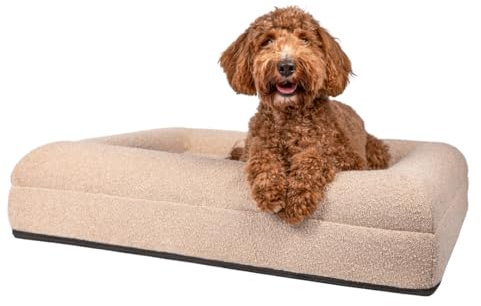 Orthopädisches Hundebett Bouclé, luxuriöses Design, orthopädisch, beige, Memoryschaum (S)