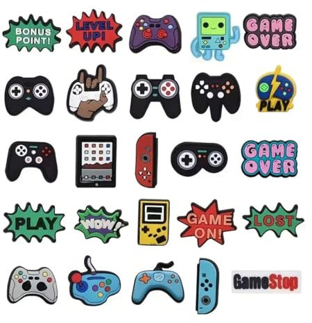 ZUWIJEQ 25 Stück Schuhzubehör für Spielekonsolen, Schuh Charms Schuhanhänger für Clogs, Anime Niedliche Schuh Dekoration, DIY Schuh Charm Pins Zubehör Jungen für Sandalen Geburtstag Geschenke Party