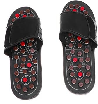 Healeved Massage Hausschuhe Paar Größe 40-41 Eva Material Mit Fußakupunkturpunkt Fußgesundheits Massagesandalen Für Müde Füße Und Plantarfasziitis Gesundheitsfördernd Schwarz