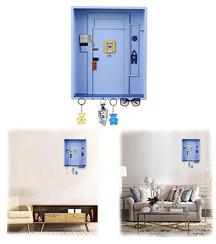 BigKing Friends Monica's Door Wall Key Holder, aus Holz, 20,3 × 5 × 25,5 cm, Wand-Schlüsselanhänger für Zuhause mit 6 Metallhaken, für Liebhaber der TV-Serie (Blau)