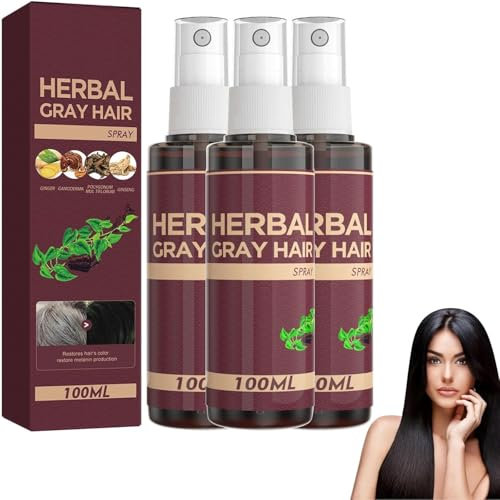 Herbal Spray Colorant Cheveux,Herbal Laque Pour Cheveux Noirs, Herbal Spray Coloration Cheveux Gris,Teinture Capillaire Rapide,Couvrir Cheveux Gris,éPaissir Et Nourrir Racines Des Cheveux (3PC, 100ML)