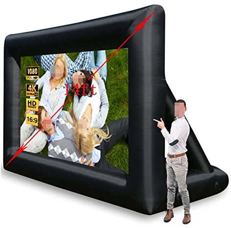 Proiettore schermo, 1. 4ft 16ft. Lo schermo del proiettore in nylon da esterno gigante gonfiabile include tutti gli accessori,Uso multi-scena(14ft,14FT)