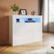 ELEGANT 3 Doors Sideboard with LED Lights, High Gloss Display Cabinet Storage Unit with Open Compartment for Living Room Bedroom, W1160 x D350 x H930mm