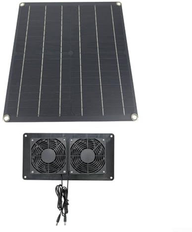 Kit de ventilateur à panneau solaire, double ventilateur portable alimenté par batterie, utilisé pour les serres, abris de jardin, poulailler, ouvertures de ventilation