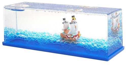 Unsinkable Ship Model Pirate Boat in a Bottle Box，Non Sinking Anime Merch Acrylic Cruise Ship Fluid Drift Bottle Desk for Decor Ornament Fans Gifts (F)