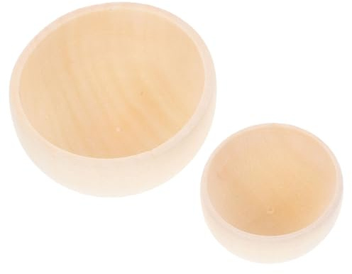 Garneck 2pcs Unfinished Wood Blank Bowls DIY Natural Wooden Blank Bowl Crafts Wooden Crafts for Home Decor and Activities