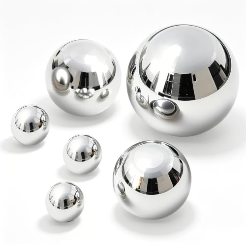 SHOWHEEL 6 Stück Edelstahl Gartenkugel | Dekokugel Schwimmkugeln Silber