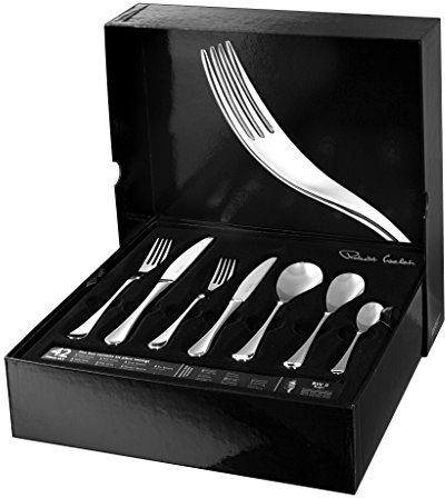 Robert Welch RW2 Satin, 84 Piece Cutlery Set for 12 People. Made from Stainless Steel. Dishwasher Safe.