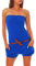 Malito - Damen Jumpsuit - Einteiler mit Gürtel & Taschen - Bandeau Sommer Overall - kurzer trägerloser Playsuit - unifarbener Romper 8964 (Blau)