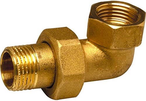 Raccord union laiton nickelé coudé 90° à visser - M 1/2 - F 1/2 - Thermador