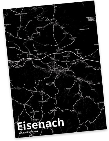 Mr. & Mrs. Panda Postkarte Eisenach - Geschenk, Ansichtskarten, Postkarten, Stadt, Grußkarte, Dorf Karte Landkarte Map Stadtplan, Ansichtskarte, Kunstkarten
