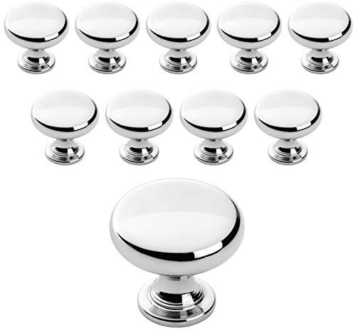 Probrico 10 Pieces Solid Cabinet Door Knob Dresser Handle Mushroom Wardrobe Pull Diameter 30mm Polished Chrome