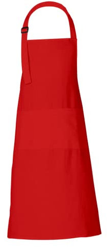 RAJRANG BRINGING RAJASTHAN TO YOU Delantal de chef rojo de algodón con bolsillo Correa ajustable para el cuello Delantal Uso Cocina 68 x 88 cm