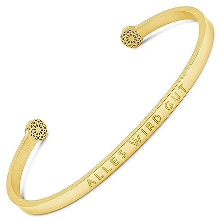 SIMPLE PLEDGE | Alles wird gut Armreif | Armband Damen mit Gravur in Silber, Gold, Roségold | Perfekt als Schmuck Geschenk | Blindgravur