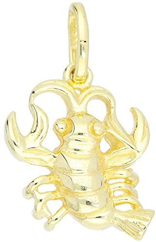 My Gold Damen Herren Kinder Sternzeichen Anhänger Krebs Gold 585 Echtes Gelbgold (14 Karat) Mini 14mm x 10mm Klein (Ohne Kette) Majestico A-06006-G401-Kre