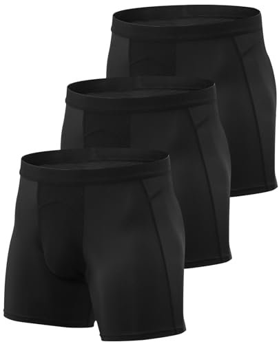 Niksa Herren Sport Boxershorts Funktionsunterwäsche Radlerhose kompressionsshorts Unterwäsche Radhosen Für Männer,3er Pack,Schwarz M