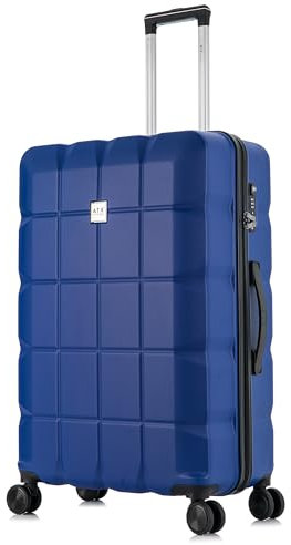 ATX Luggage Suitcase Large on 4 Dual Spinner Wheels Super Lightweight ABS Hard Shell Hold Check in with Built-in TSA Lock (Midnight Blue, 110 Liter)