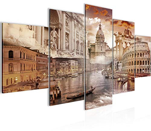 Runa Art Bild Wohnzimmer Schlafzimmer Italien 5 Teilig Architektur Antik Braun Wandbilder auf Vlies Leinwand 024453a
