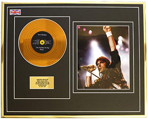 IRON MAIDEN/MINI METAL GOLD DISC & PHOTO DISPLAY/LIMITED EDITION/COA/THE NUMBER OF THE BEAST