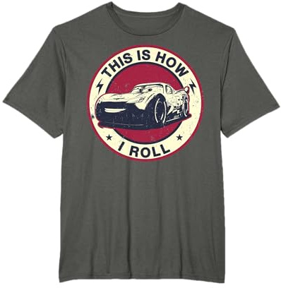 Disney Pixar Cars 2 Lightning McQueen How I Roll Circle Text T-Shirt