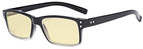 Eyekepper Blue Light Blocking Glasses with Yellow Filter Lens - Vintage Computer Eyeglasses Women Men - Black/Clear Frame