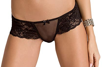 Frauen Dessous String Tanga schwarz aus Tüll und Spitze dehnbar transparent Reizwäsche Slip