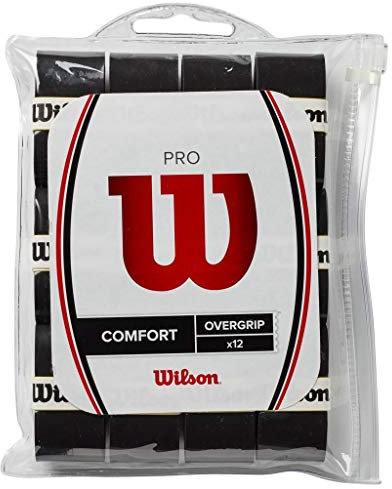 WILSON Pro Overgrip Comfort Tennis-Overgrip, Schwarz, 12 Stück