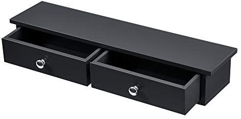 [en.casa] Wandregal Geeste Nachttisch hängend mit 2 Schubladen Nachtschrank Wandmontage Hängeregal 60 x 15 x 10 cm Schweberegal Schwarz