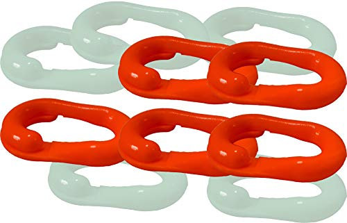 UvV Absperrketten Notglieder 10er Set, Reparatur und Verbindungsglieder aus Kunststoff in vielen Farben und Größen (8 mm, rot/weiß)
